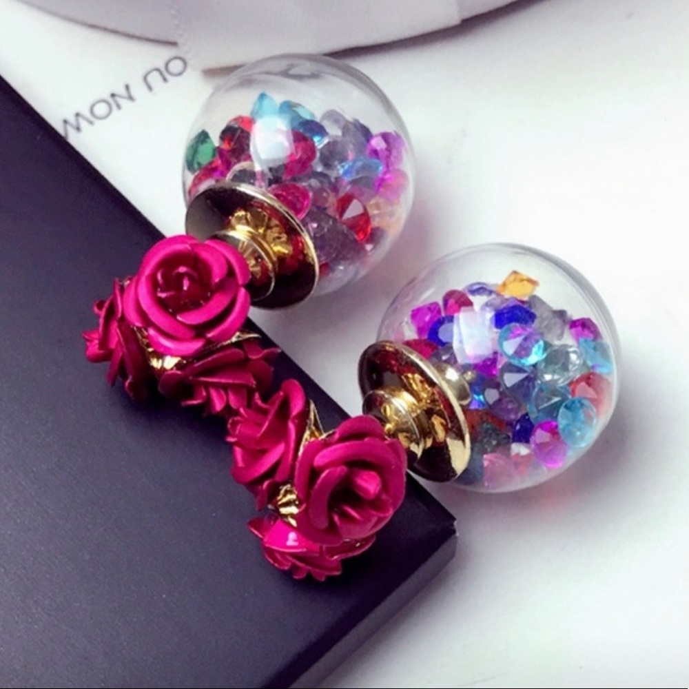 Rose Flower Double Sided Earring